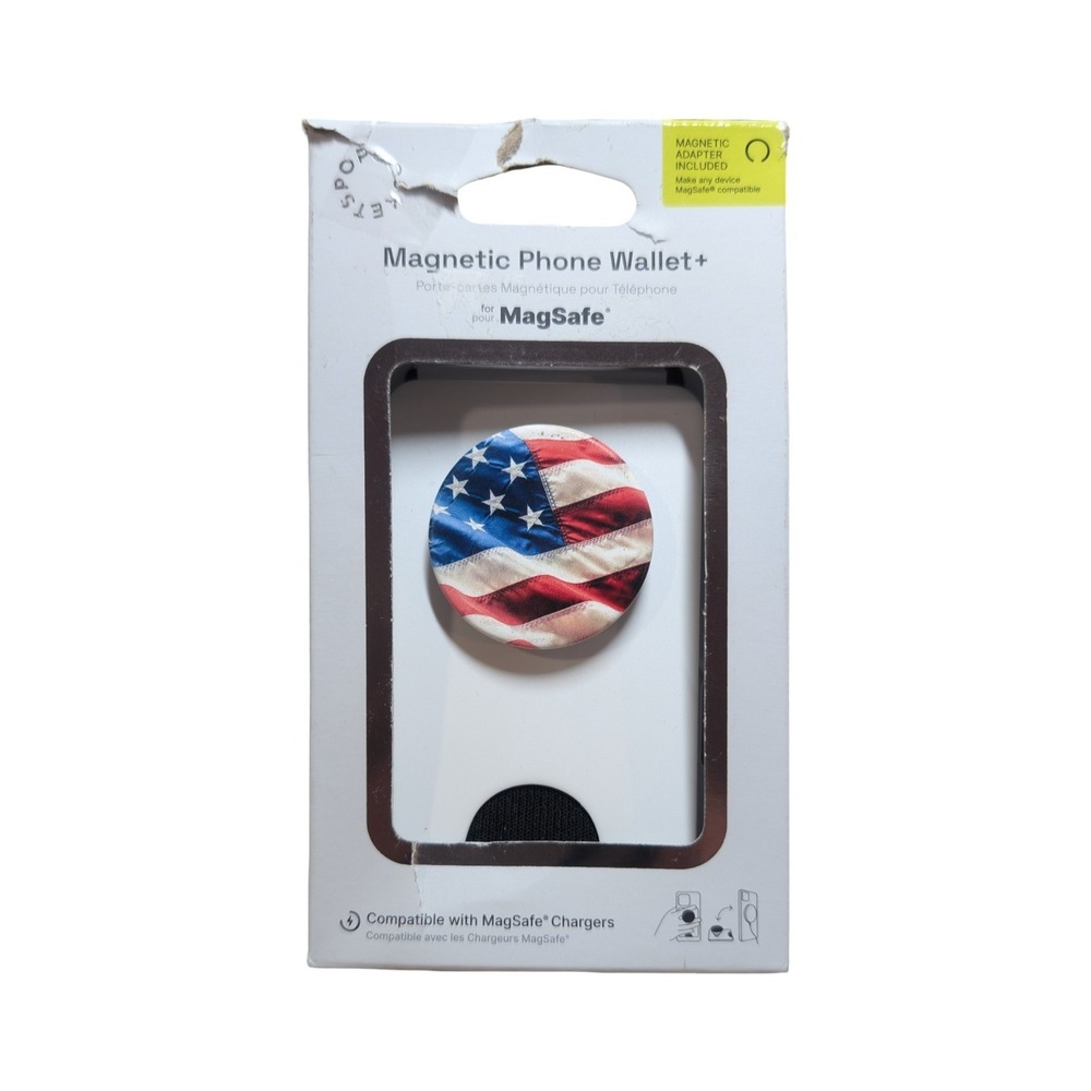 4-R PopSockets Magsafe Popwallet‎ Stand/Grip - Flag Red White Blue (Referb) ⬇️